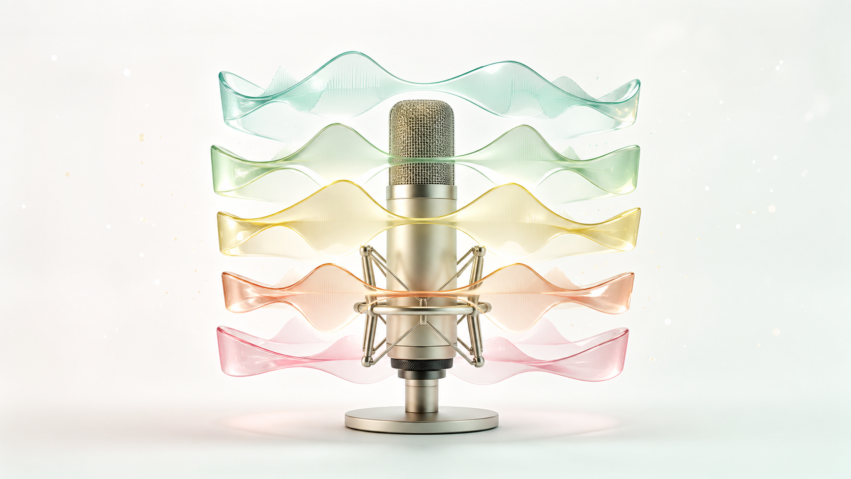 Five harmony waves arranged around one central studio microphone