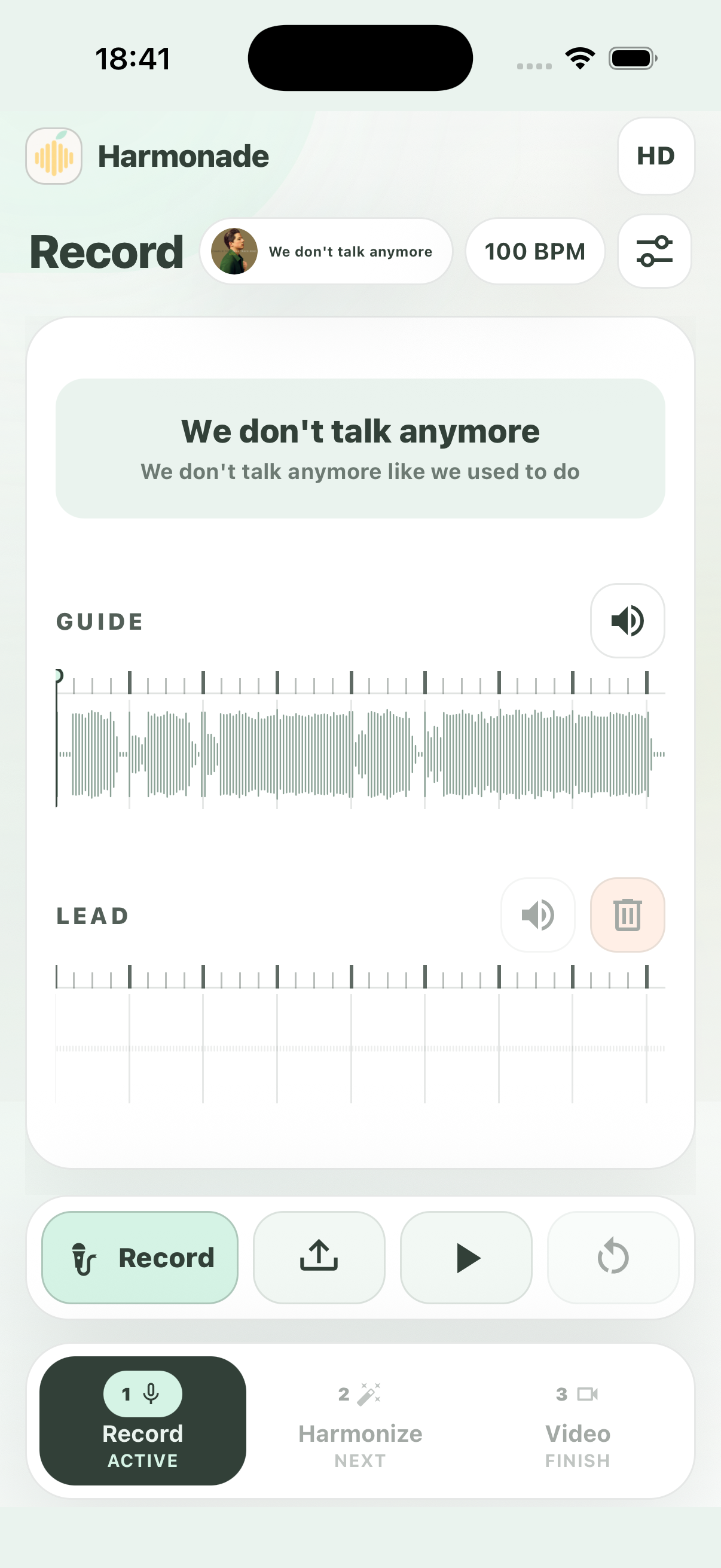 Harmonade iOS record screen